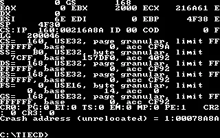 Dos4GW-crash DOS4GW output in 320x200 mode; shown after a game crash
